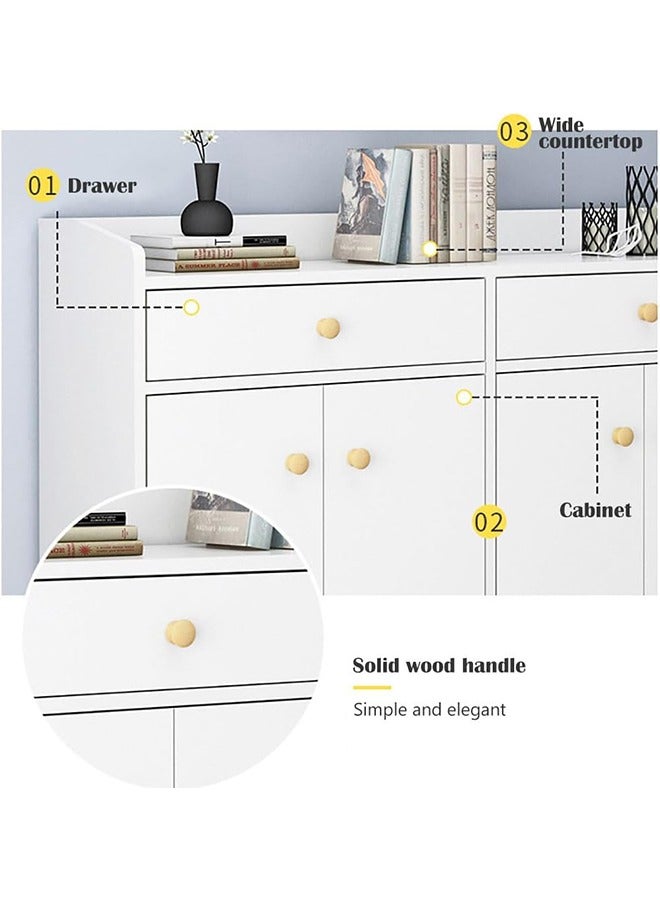 White Shoe Cabinet with 3 Shelves, Shoes Rack Stand Shoe Shelf with 2 Doors Wood Storage Cabinet for Home Hallway Bedroom Living Room - Image 4