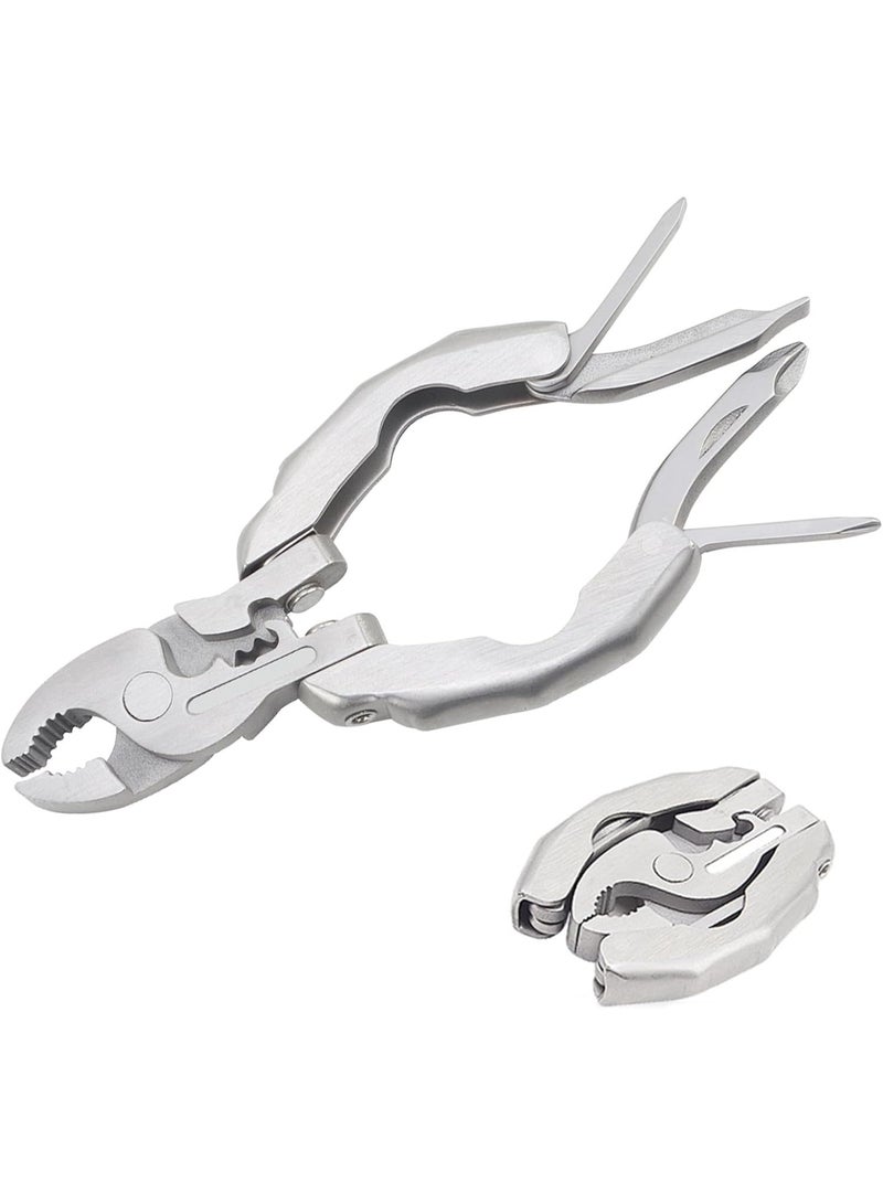 Soofam 1PCS Stainless Steel 9-in-1 Micro Pocket Multitool, Mini Multitool Pliers with Screwdrivers Knife and Pliers, Small Utility Multi-purpose Tool - Image 1