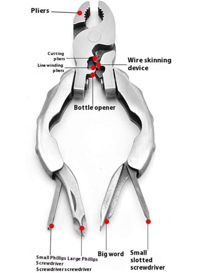 Soofam 1PCS Stainless Steel 9-in-1 Micro Pocket Multitool, Mini Multitool Pliers with Screwdrivers Knife and Pliers, Small Utility Multi-purpose Tool - Image 3