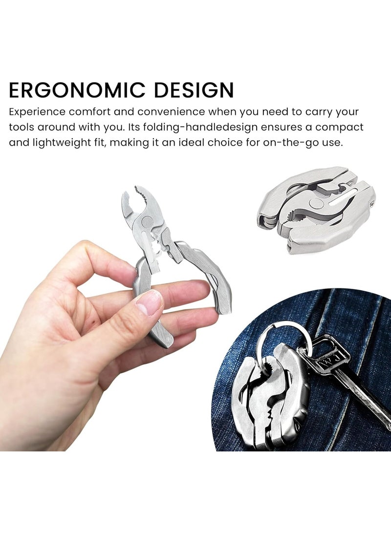 Soofam 1PCS Stainless Steel 9-in-1 Micro Pocket Multitool, Mini Multitool Pliers with Screwdrivers Knife and Pliers, Small Utility Multi-purpose Tool - Image 5