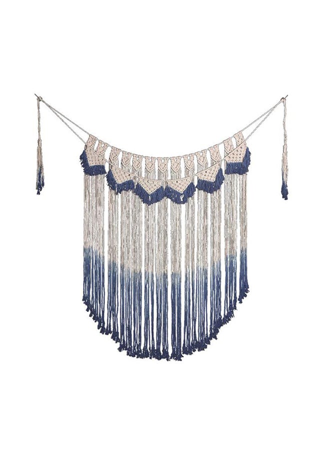 Tassel Braided Tapestry Blue/White
