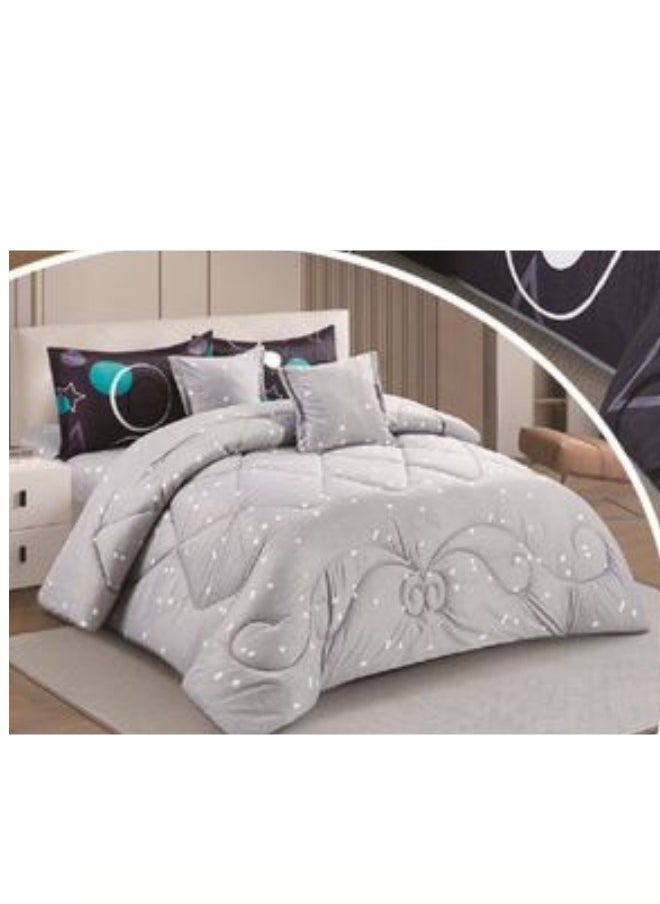 SMART HOME Double-sided comforter set, 6-piece bedspread, 6-piece comforter, 100% microfiber, comforter size 230x250 cm  - Image 2
