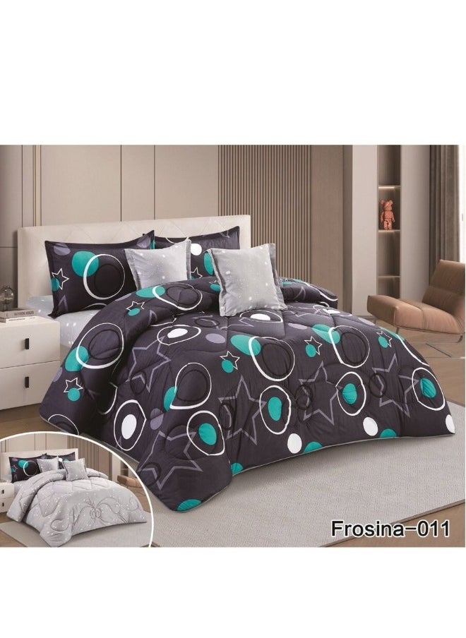 SMART HOME Double-sided comforter set, 6-piece bedspread, 6-piece comforter, 100% microfiber, comforter size 230x250 cm  - Image 3