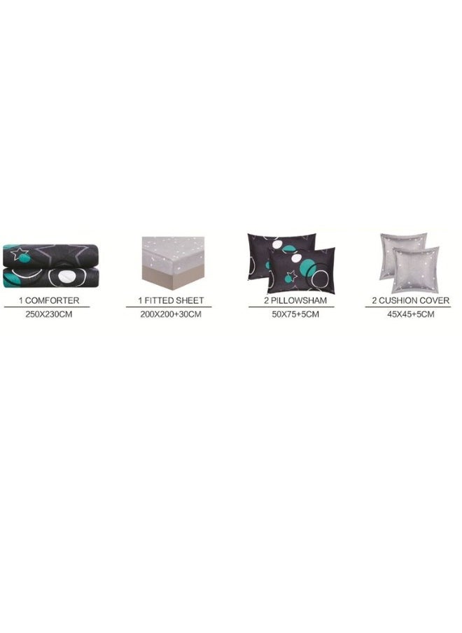 SMART HOME Double-sided comforter set, 6-piece bedspread, 6-piece comforter, 100% microfiber, comforter size 230x250 cm  - Image 4