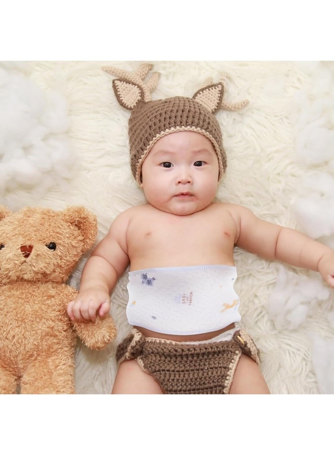 ULTNICE 3Pcs Cotton Baby Belly Band Newborn Umbilical Cord Protector Baby Umbilical Cord Belly Cover Newborn Waist Support Belly Bands For Baby Infants Sky- Blue - Image 2