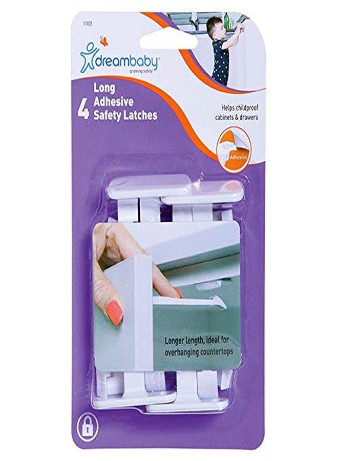 Dreambaby Adhesive Safety Latches for Cabinets & Drawers - Extra Long, 4 Pack - Image 1