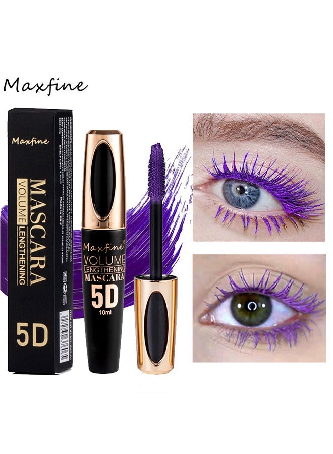 Maxfine Mascara Volume Lengthening，5D Silk Fiber Mascara with Folding Eyelash Comb Brush,Liquid Colored Mascara Lash Extensions,Waterproof, Sweat-proof, Non-blooming, Long and Multi-color Base#05  - Image 1