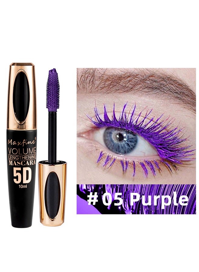Maxfine Mascara Volume Lengthening，5D Silk Fiber Mascara with Folding Eyelash Comb Brush,Liquid Colored Mascara Lash Extensions,Waterproof, Sweat-proof, Non-blooming, Long and Multi-color Base#05  - Image 2