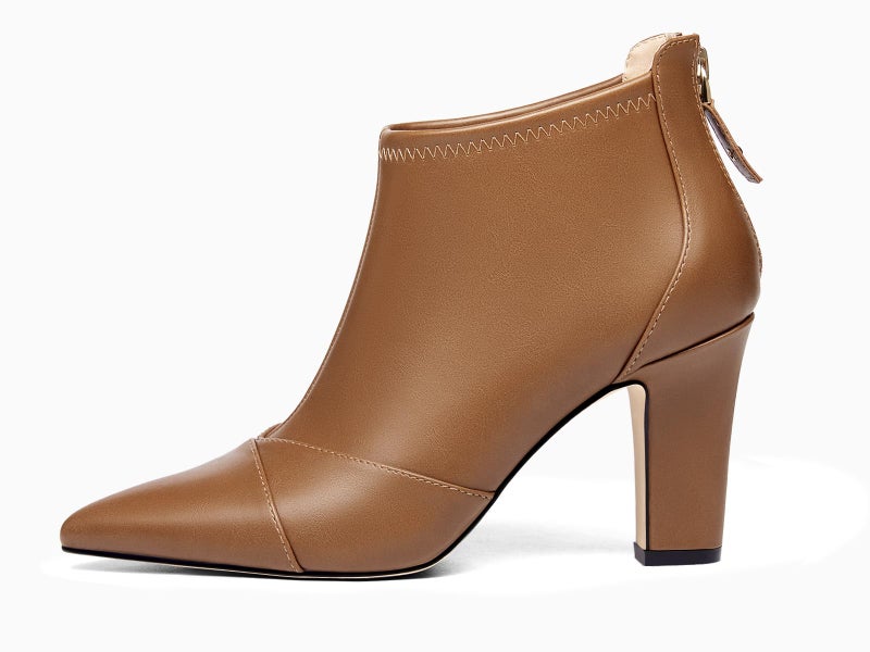 Coutgo Womens Ankle Booties Dress Boots Pointed Toe Stiletto High Heel Splicing Booties Shoes with Back Zipper - Image 2