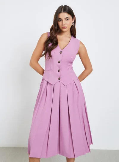 Styli Styli Buttoned Sleeveless Blazer Midi Dress