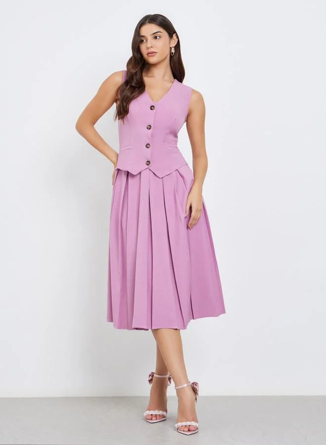Styli  Styli Buttoned Sleeveless Blazer Midi Dress for Women | Best Price UAE