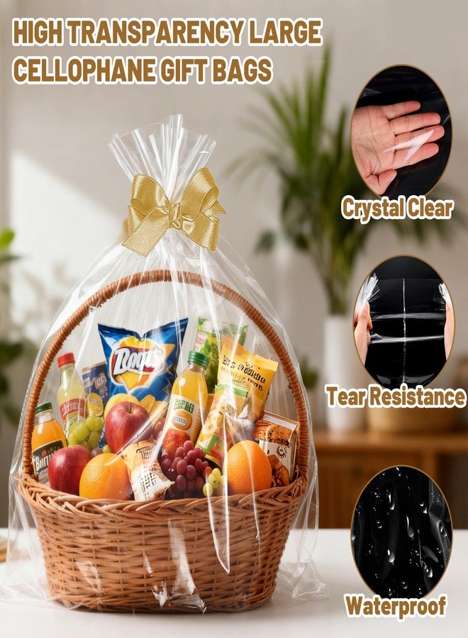 QOIUSO 6PCS Extra Large Cellophane Bags 40x50 Inch - Jumbo Clear Plastic Cellophane Wrap for Easter Gift Baskets, Weddings, Birthdays and Holiday Parties - 2.8 Mil Thick Clear Gift Bags - Image 4