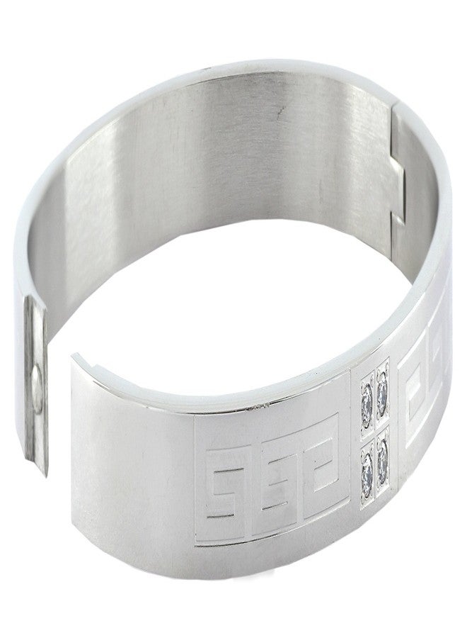 ZIVOM® Classic American Diamond Stainless Steel Kada Bangle Bracelet Men - Image 3
