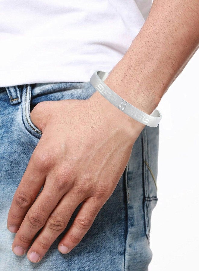 ZIVOM® Classic American Diamond Stainless Steel Kada Bangle Bracelet Men - Image 4