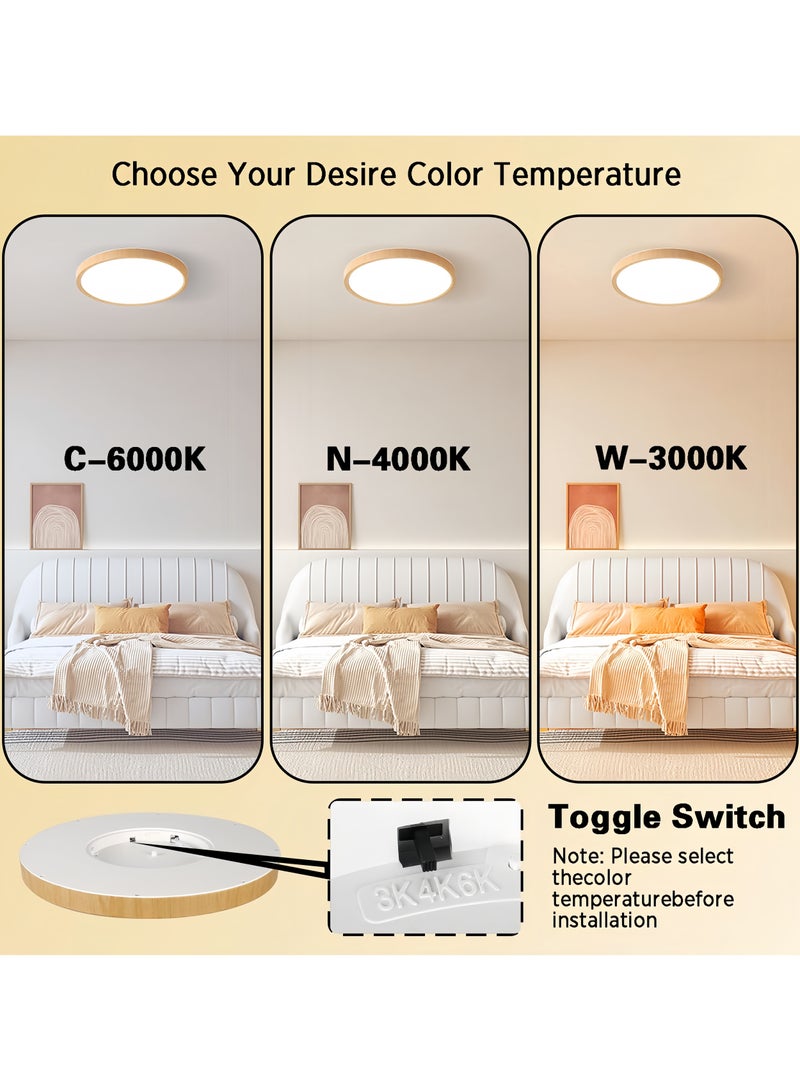 تقنية الربط الصاعد أضواء سقف LED رقيقة جدًا 24 وات: مثبتة على السطح، قابلة للتعديل ثلاثة ألوان للغرفة النوم/المطبخ – ساطعة وسهلة التركيب - Image 3