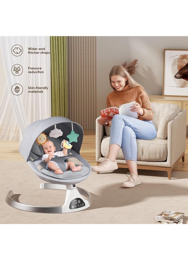 Tiokkss - Baby Swing Chair,Electric Baby Bouncer with 5 Swing Amplitudes,Electric Baby Rocker,Baby Bouncer Chair with Mobile App Control and Remote Control Blueteeth, Portable Newborn Rocking Chair - Image 1