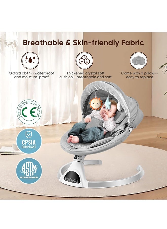Tiokkss - Baby Swing Chair,Electric Baby Bouncer with 5 Swing Amplitudes,Electric Baby Rocker,Baby Bouncer Chair with Mobile App Control and Remote Control Blueteeth, Portable Newborn Rocking Chair - Image 1