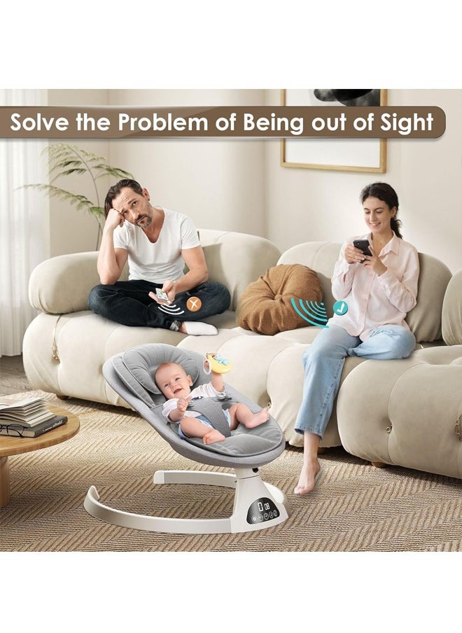 Tiokkss - Baby Swing Chair,Electric Baby Bouncer with 5 Swing Amplitudes,Electric Baby Rocker,Baby Bouncer Chair with Mobile App Control and Remote Control Blueteeth, Portable Newborn Rocking Chair - Image 1