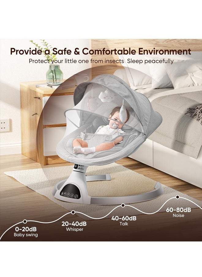 Tiokkss - Baby Swing Chair,Electric Baby Bouncer with 5 Swing Amplitudes,Electric Baby Rocker,Baby Bouncer Chair with Mobile App Control and Remote Control Blueteeth, Portable Newborn Rocking Chair - Image 1