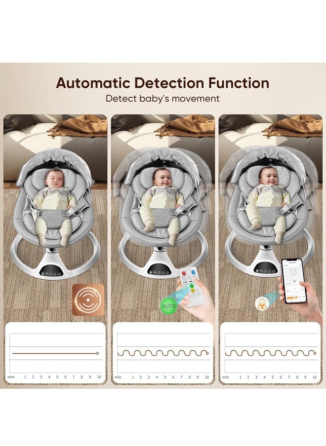 Tiokkss - Baby Swing Chair,Electric Baby Bouncer with 5 Swing Amplitudes,Electric Baby Rocker,Baby Bouncer Chair with Mobile App Control and Remote Control Blueteeth, Portable Newborn Rocking Chair - Image 1