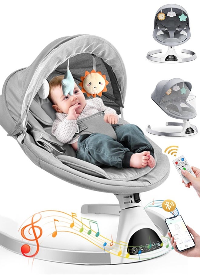 Tiokkss - Baby Swing Chair,Electric Baby Bouncer with 5 Swing Amplitudes,Electric Baby Rocker,Baby Bouncer Chair with Mobile App Control and Remote Control Blueteeth, Portable Newborn Rocking Chair - Image 1