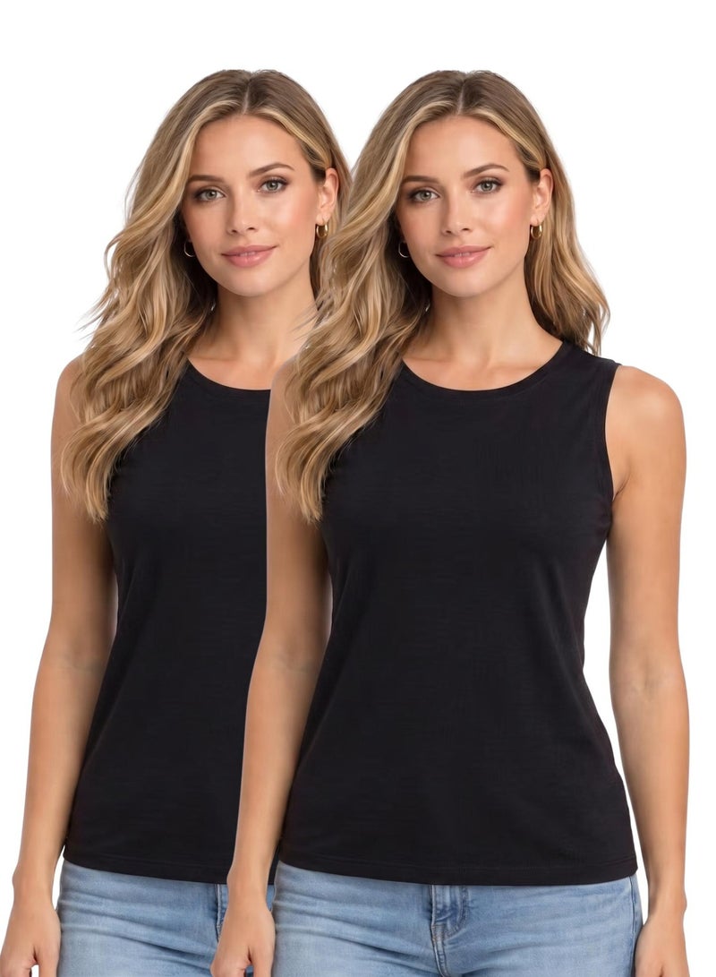 Karma Pack of 2 Wide Cut Tank Top Viscose Cotton Body Wear - Image 1