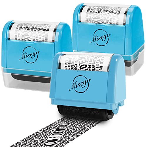 Miseyo Wide Roller Stamp Identity Theft Stamp 1.5 Inch Perfect for Privacy Protection,Anti-Theft Security Confidential Easy for Guard Personal Information Blockout - 3Pack Set - Image 1