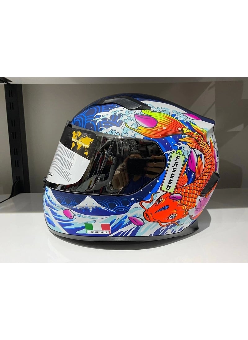sway Helmet 820 Dakar 5 Blue/orange Full Face  - Image 1