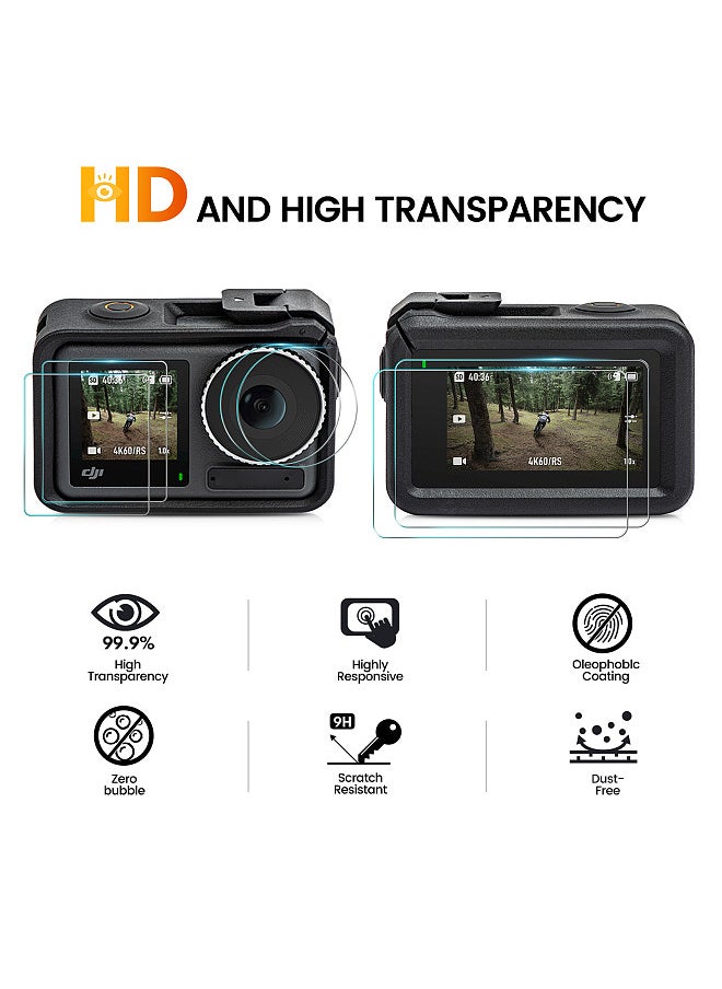 STARTRC 6pcs Screen Protector for Camera Tempered Glass Screen Cover 2 * Lens Protectors + 2 * Front Screen Protectors + 2 * Back Screen Protectors Anti-Scrach Anti-Dust Compatible with DJI Osmo Action 4  - Image 5