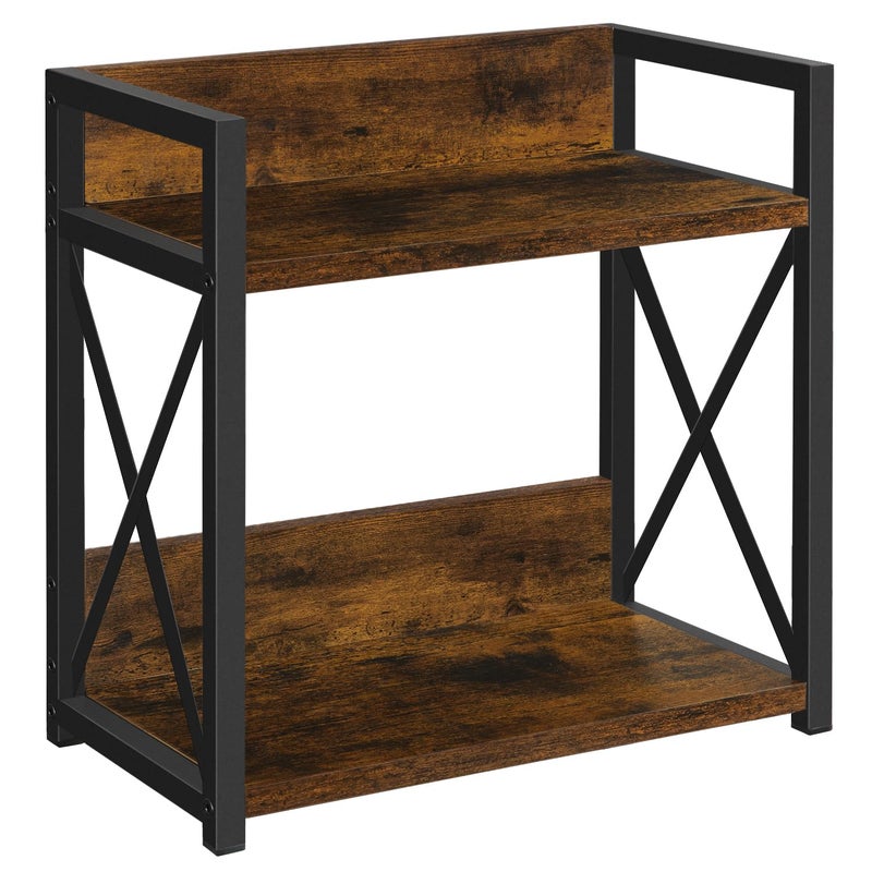 YINMIT Countertop Shelf Organizer,Coffee Bar Accessories,Spice Rack,Coffee Counter Shelf,2 Tier Coffee Organizer Station for Mugs,Cups,Cream,Syrup(Rustic Brown,Large) - Image 1