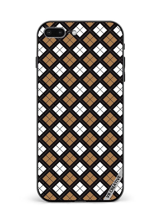 VR CREATIVE Protective Case Cover For Apple iPhone 7 Plus/8 Plus Black White Brown Checkered Pattern Design Multicolour - Image 1