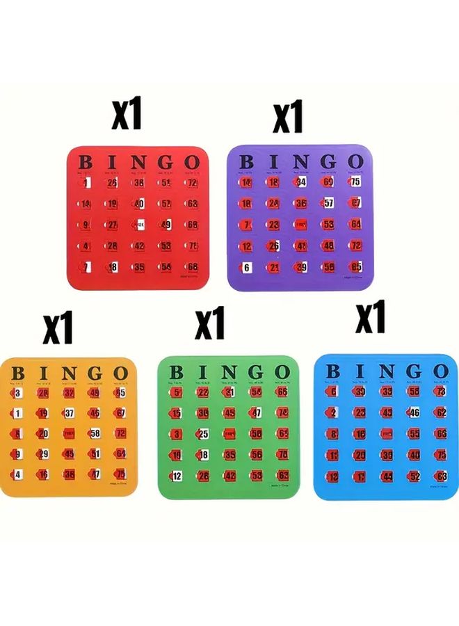 5 Color Reusable Bingo Game Card Set Family Gathering Activity Game 1 Set - Image 1