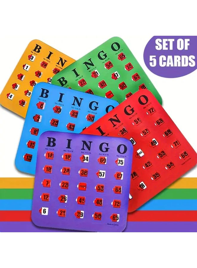 5 Color Reusable Bingo Game Card Set Family Gathering Activity Game 1 Set - Image 2