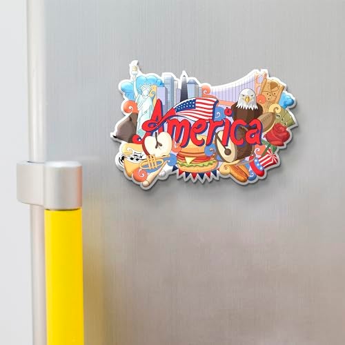 Nivaraprint America Country Theme Souvenir Wooden Fridge Magnet for Refrigerator - America Printed Stylish Magnet for Fridge Decoration - Image 2