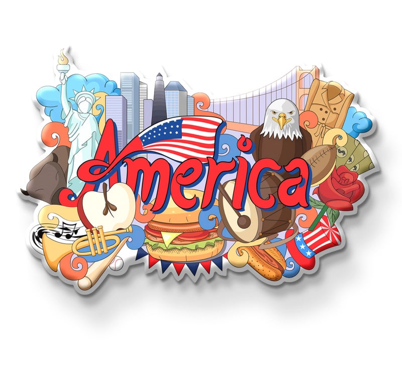 Nivaraprint America Country Theme Souvenir Wooden Fridge Magnet for Refrigerator - America Printed Stylish Magnet for Fridge Decoration - Image 1