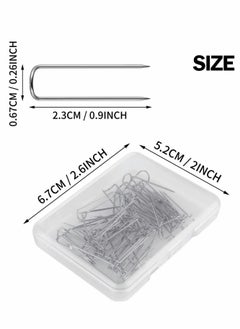 Excefore Sewing U-Pins, 50 Pcs Metal U Pins Needlecrafts Pins Double Blocking Pins Multipurpose Straight Pins for DIY Sewing Jewelry Craft Making Fabric Decor (0.91 Inch/0.5cm)  - Image 2