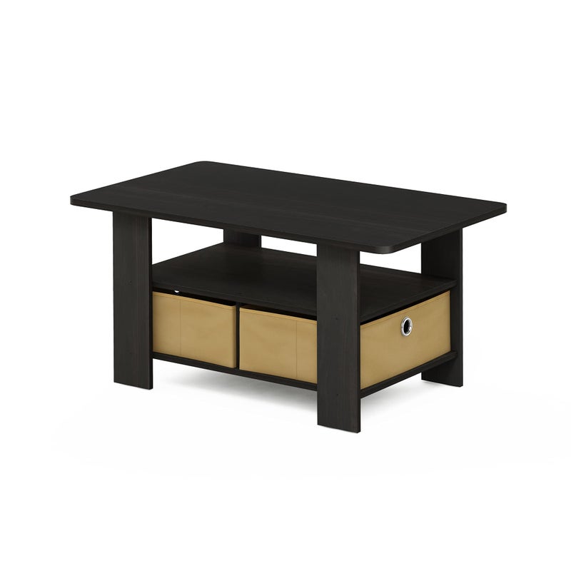Furinno Andrey Coffee Table with Bin Drawer Dark EspressoBrown
