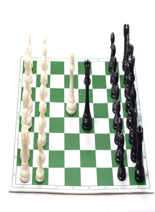 Playminds 17" Professional Vinyl Roll Up Chess Set (Fide Standards)- with Extra Queens & Carry Pouch (6 Set) - Image 1
