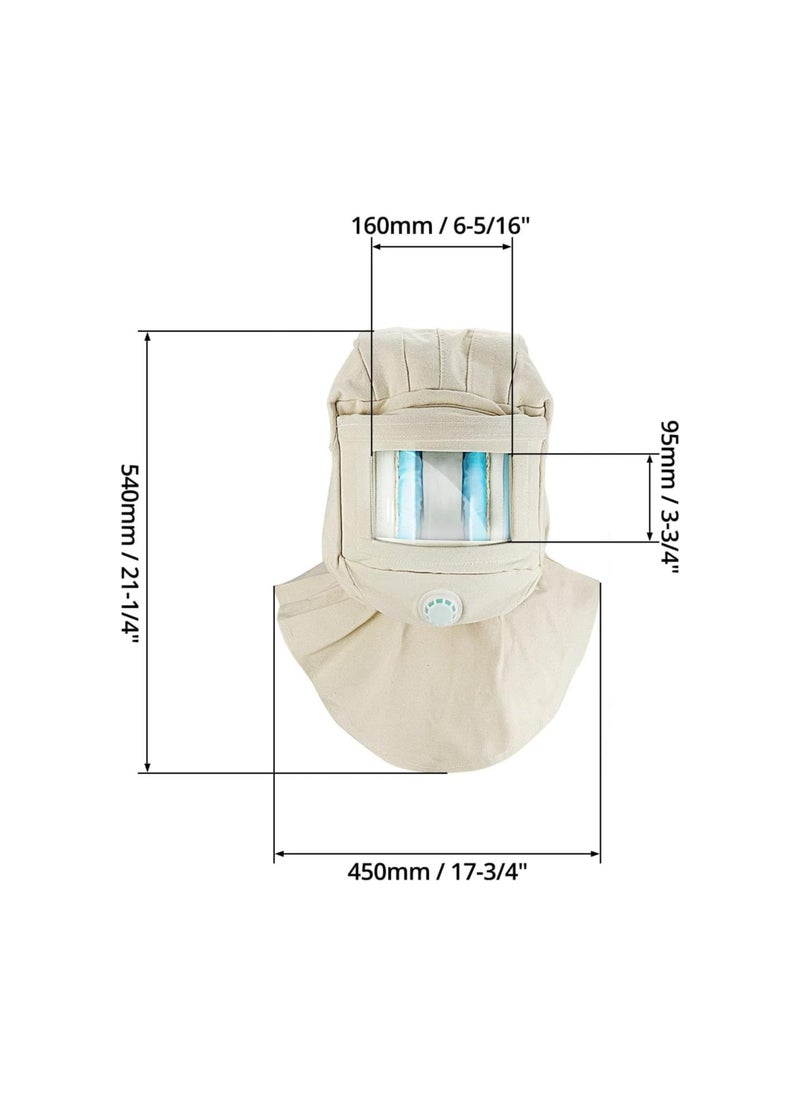 Generic - Sand Blasting Hood Cap, Shawl Sandblaster Protective Gear Mask, Anti Dust/Wind Sandblasting Tool Mask, Heat / Cut / Scratch Resistant Neck Protector, White - Image 1