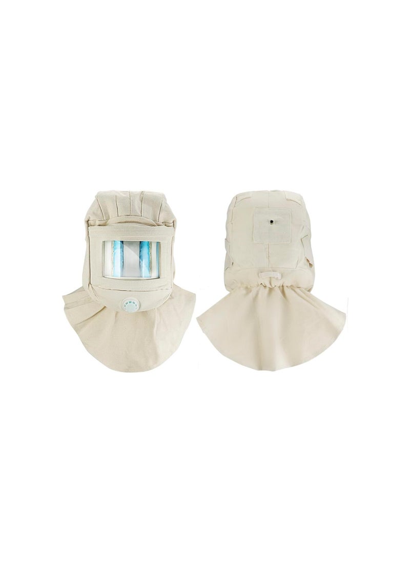 Generic - Sand Blasting Hood Cap, Shawl Sandblaster Protective Gear Mask, Anti Dust/Wind Sandblasting Tool Mask, Heat / Cut / Scratch Resistant Neck Protector, White - Image 1