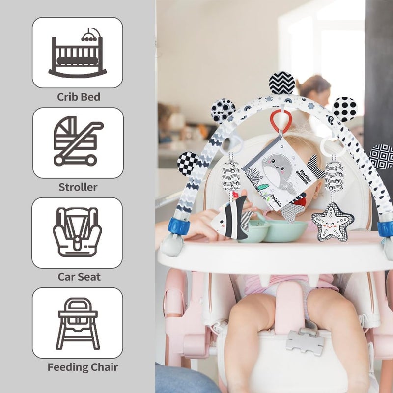 Caterbee Baby Activity Travel Mobile Arch Toy, Black and White Crib Toys (Ocean) - Image 3