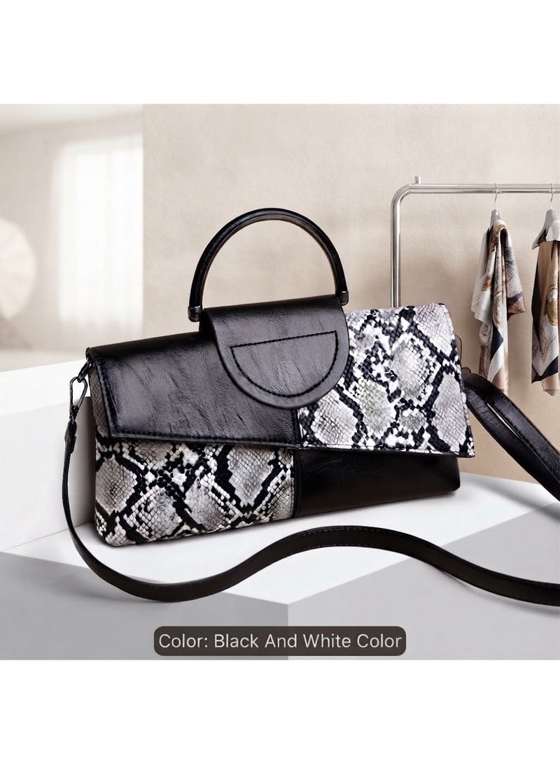 AMYAE Women’s Black Crossbody Bag with Adjustable Strap, Textured PU Leather Design & Zipper Closure - Image 2