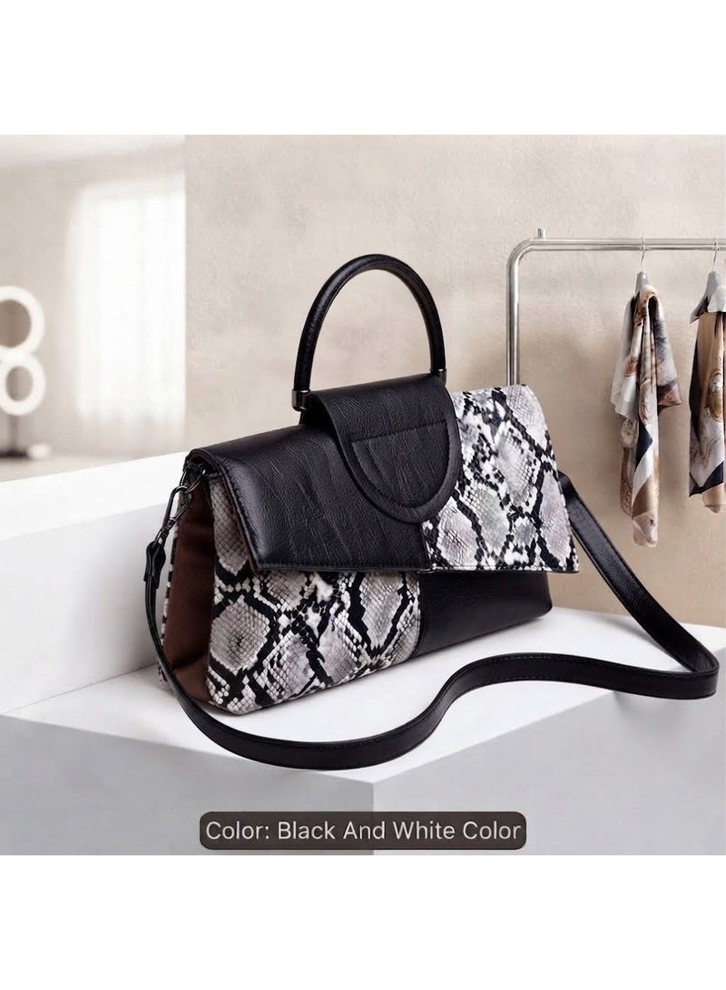 AMYAE Women’s Black Crossbody Bag with Adjustable Strap, Textured PU Leather Design & Zipper Closure - Image 4