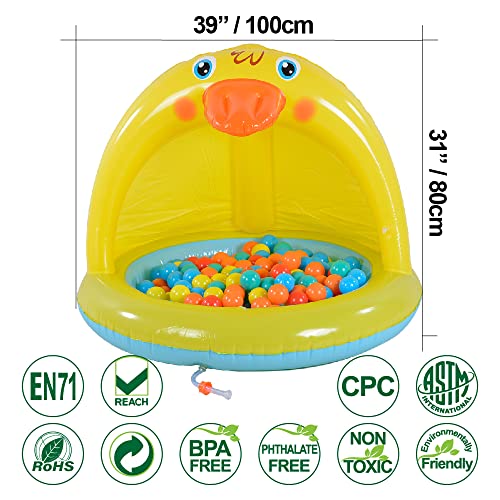 XFlated Shade Baby Pool, Sprinkle and Splash Play Pool, Outdoor Duck Bathtub of 39 Inches - Image 3