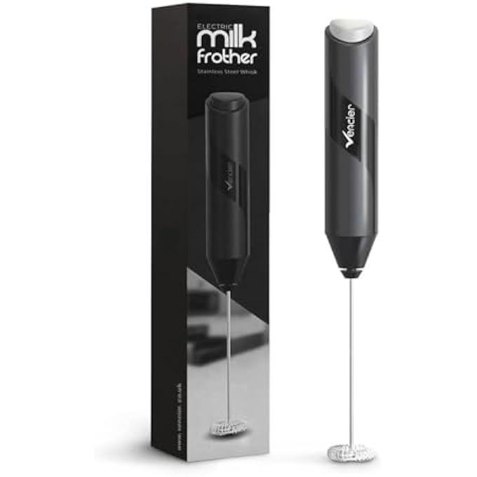 Vencier Handheld Milk Frother  Stainless Steel Electric Whisk  Portable BatteryOperated Foam Maker For Lattes Matcha  Shakes  Ergonomic Compact  Easy To Clean Batteries Not Included Black - Image 1