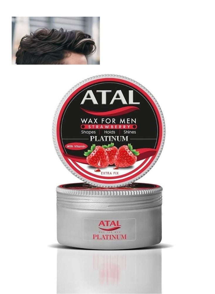 ATAL Platinum Hair Wax for Men – Strawberry Scent – Extra Fix Styling Wax - Image 1
