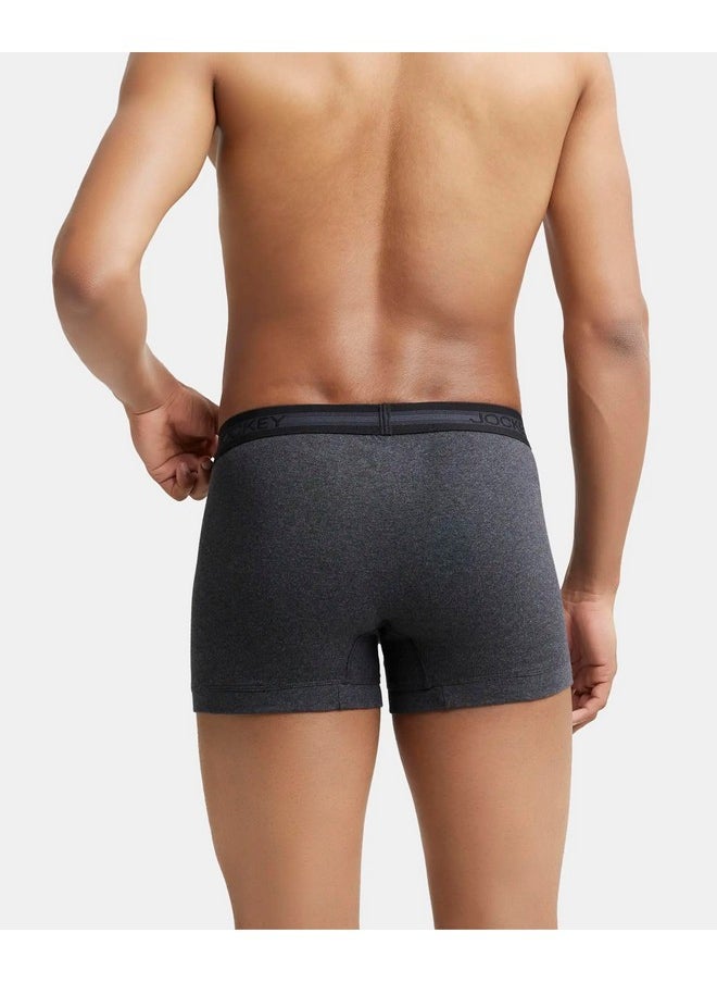 JOCKEY - Jockey Men's Super Combed Cotton Rib Solid Trunk with Stay Fresh Properties (Pack of 2)_Style_1015_Black Melange_XL - Image 1