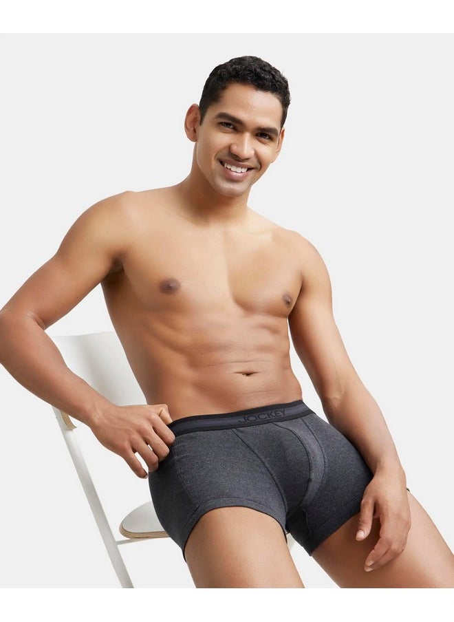 JOCKEY - Jockey Men's Super Combed Cotton Rib Solid Trunk with Stay Fresh Properties (Pack of 2)_Style_1015_Black Melange_XL - Image 1