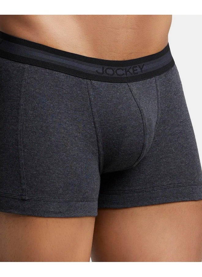 JOCKEY - Jockey Men's Super Combed Cotton Rib Solid Trunk with Stay Fresh Properties (Pack of 2)_Style_1015_Black Melange_XL - Image 1