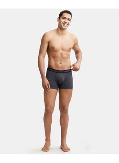 JOCKEY Jockey Men's Super Combed Cotton Rib Solid Trunk with Stay Fresh Properties (Pack of 2)_Style_1015_Black Melange_XL  - Image 3